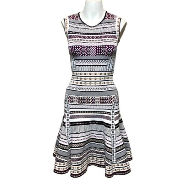 Diane Von Furstenberg Eleanor jacquard knit multi colored fit and flare dress P - Picture 3 of 16